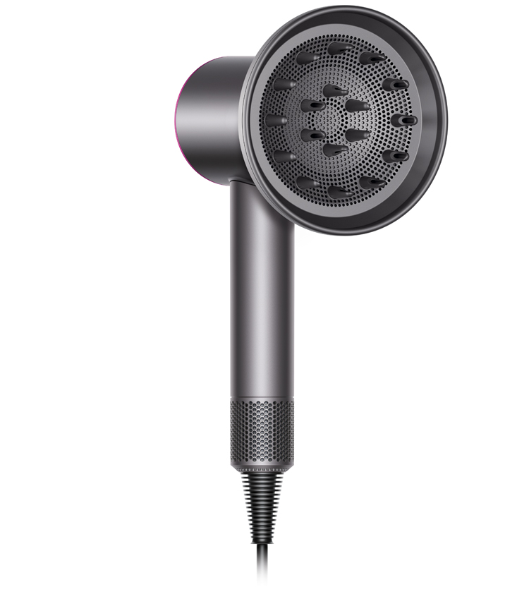 The Dyson Supersonic™ hair dryer, fitted with diffuser